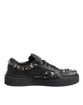 Dolce & Gabbana Black Leather Studded Low Top Sneakers Shoes - Eljoys Fashion 