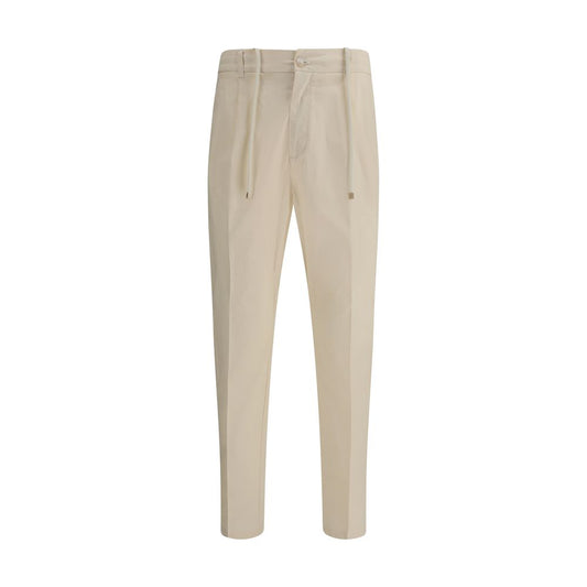 Cruna Beige Cotton Casual Pants