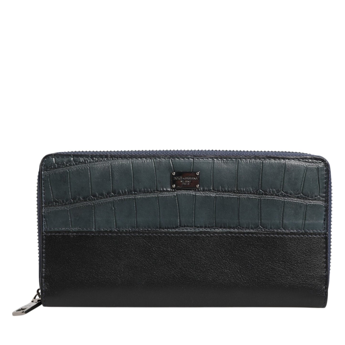 Dolce & Gabbana Black Blue Exotic Leather Men Continental Clutch Wallet