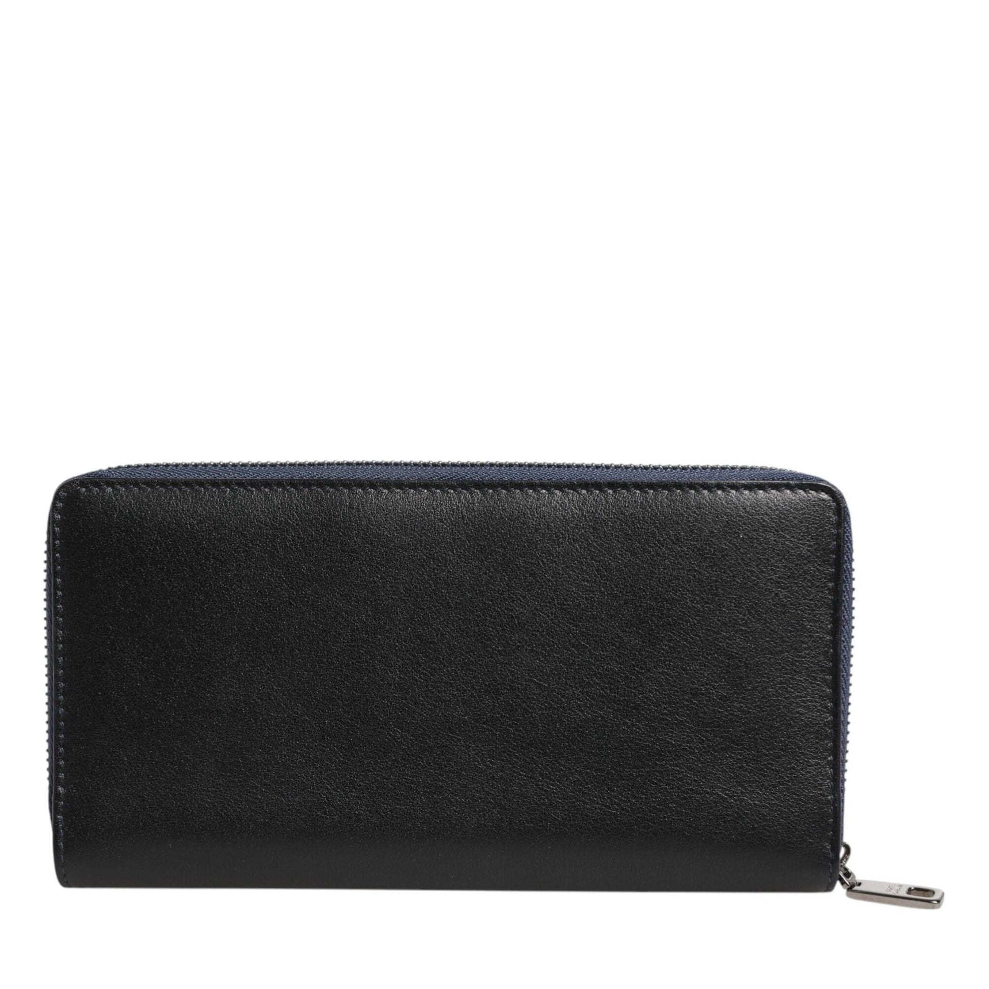 Dolce & Gabbana Black Blue Exotic Leather Men Continental Clutch Wallet