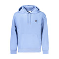 Calvin Klein Azzurro cotton men's T-shirt in light blue with crew neckline and short sleeves, displayed flat on a white background.