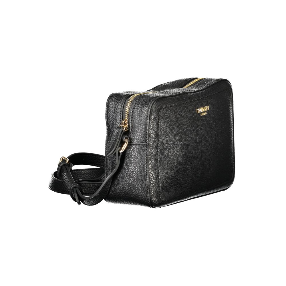 Twinset black polyurethane women's camera bag with adjustable strap and compact design, suitable for stylish everyday use.