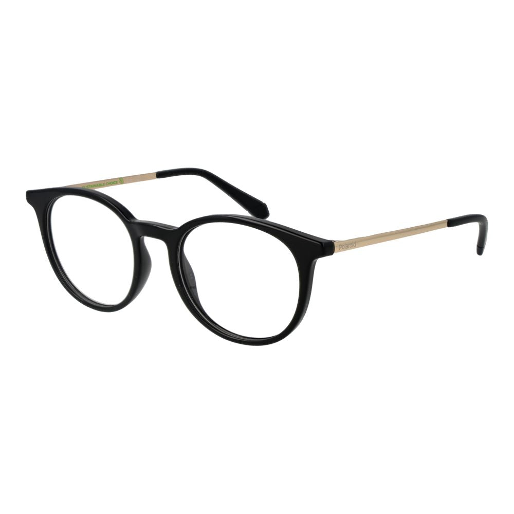 Polaroid black polyester glasses frames with clear lenses, stylish eyewear for everyday wear
