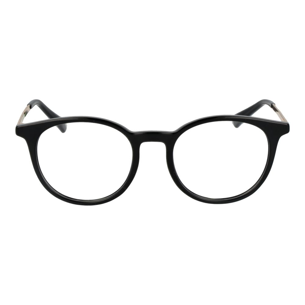 Polaroid black polyester glasses frames with clear lenses, stylish eyewear for everyday wear.