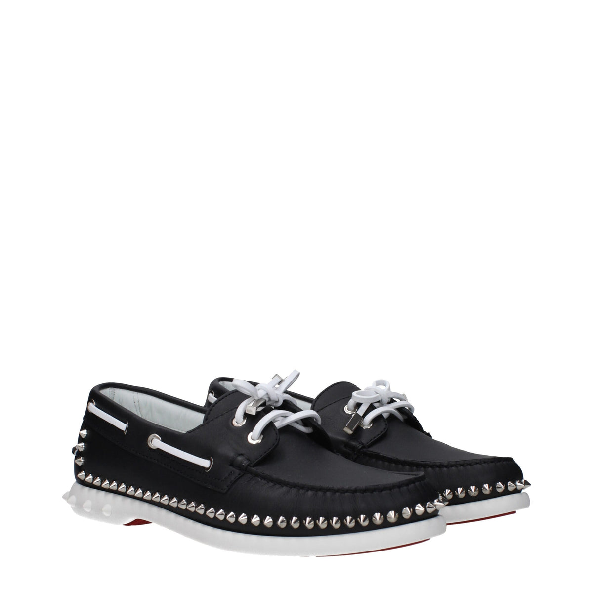 Christian Louboutin Black Leather Slip-On Loafers Christian Louboutin