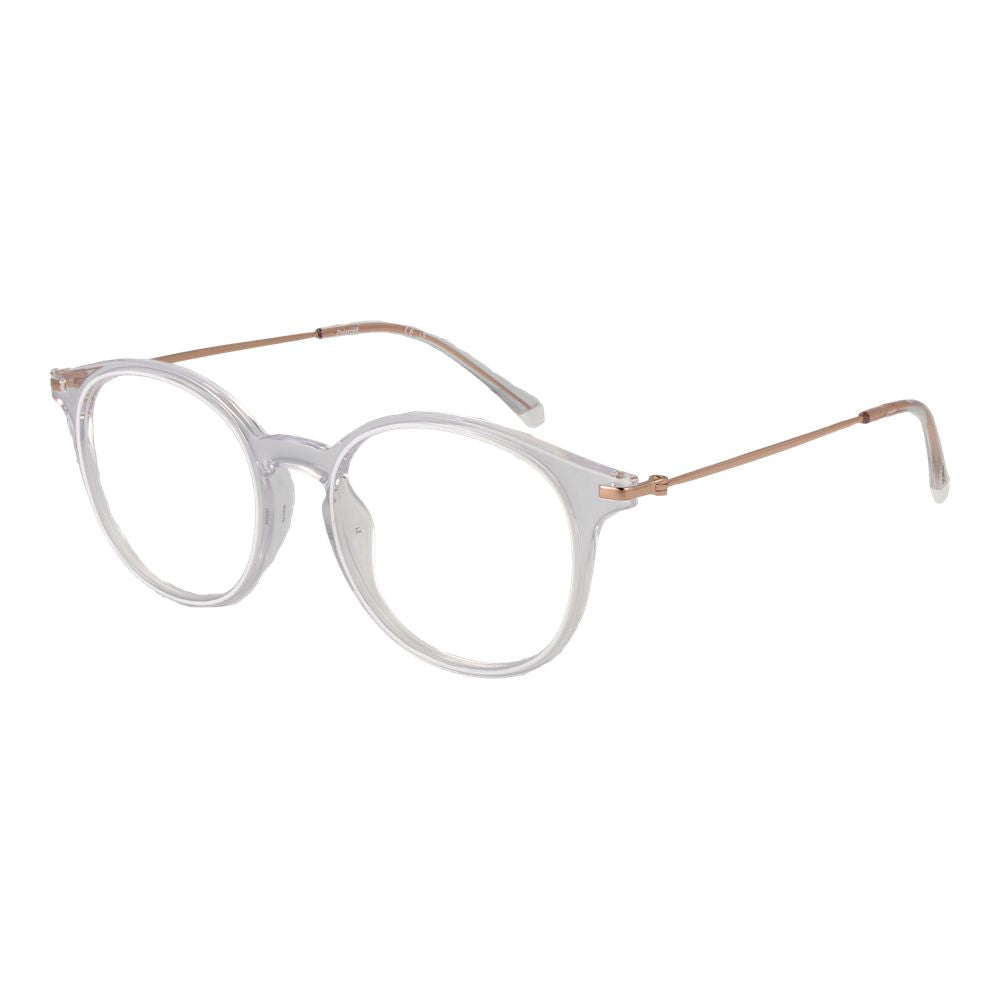 Polaroid white polyamide glasses frames with clear lenses, lightweight and stylish for everyday wear.