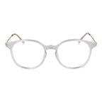 Polaroid white polyamide glasses frames with a sleek, modern design and clear lenses, showcasing lightweight, durable eyewear.