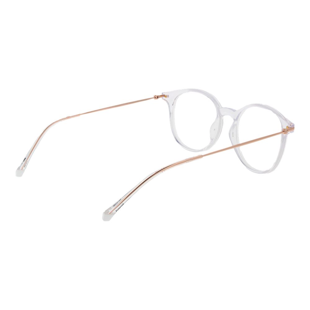 Polaroid white polyamide glasses frames with sleek design, lightweight construction, and clear lenses for stylish eyewear.