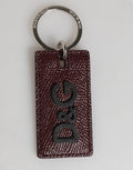 Dolce & Gabbana Bordeaux Leather Logo Metal Ring Men Keychain Keyring - Eljoys Fashion 