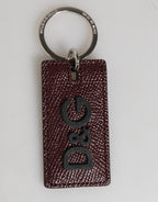 Dolce & Gabbana Bordeaux Leather Logo Metal Ring Men Keychain Keyring - Eljoys Fashion 