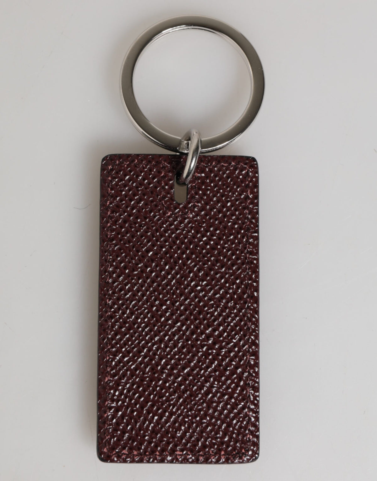 Dolce & Gabbana Bordeaux Leather Logo Metal Ring Men Keychain Keyring - Eljoys Fashion 