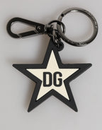 Dolce & Gabbana White Black DG Logo Star Rubber Men's Keychain Keyring - Eljoys Fashion 
