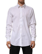Dolce & Gabbana White Cotton GOLD Long Sleeves Formal Shirt
