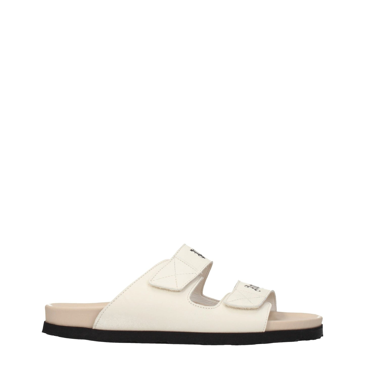 Palm Angels Beige Leather Slippers Palm Angels
