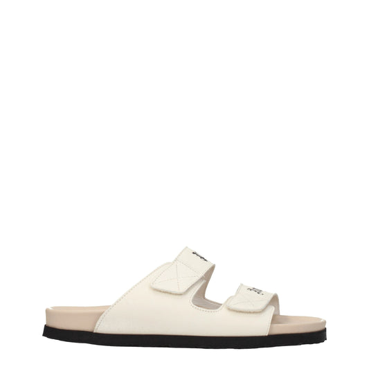 Palm Angels Beige Leather Slippers Palm Angels