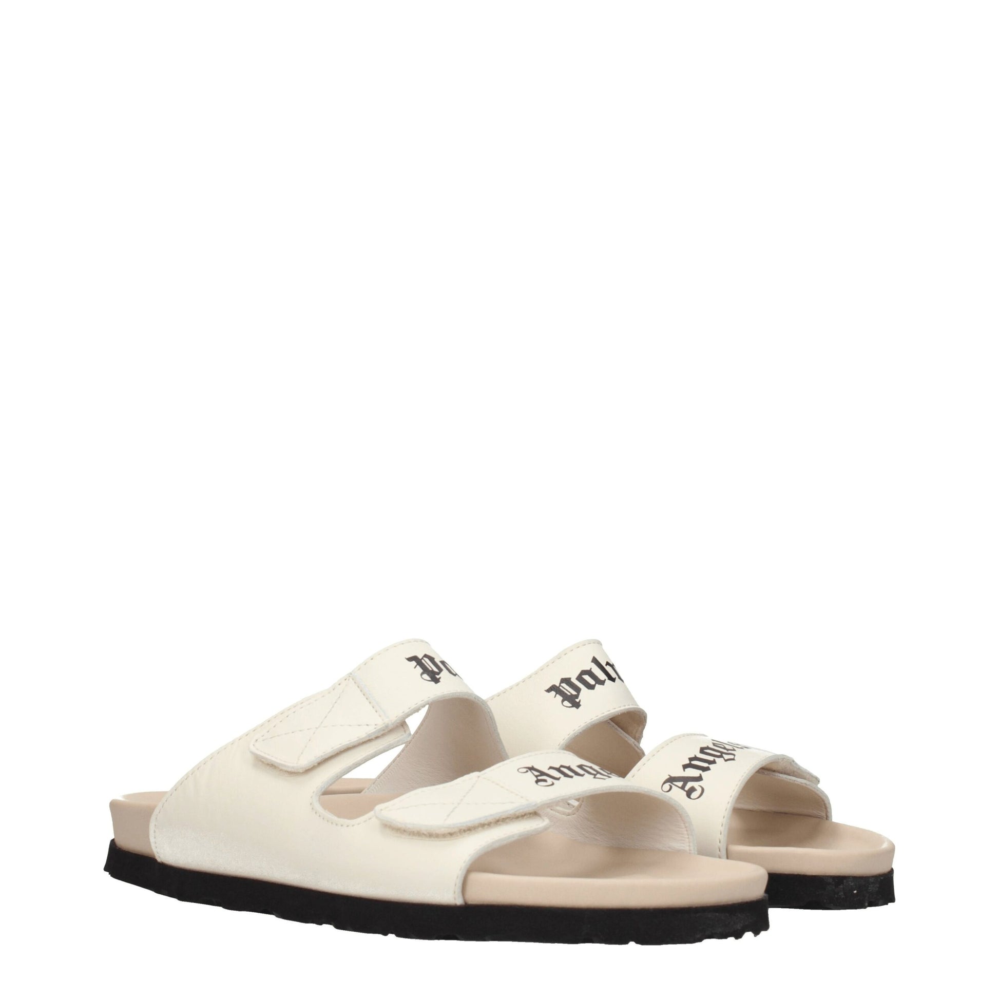 Palm Angels Beige Leather Slippers Palm Angels