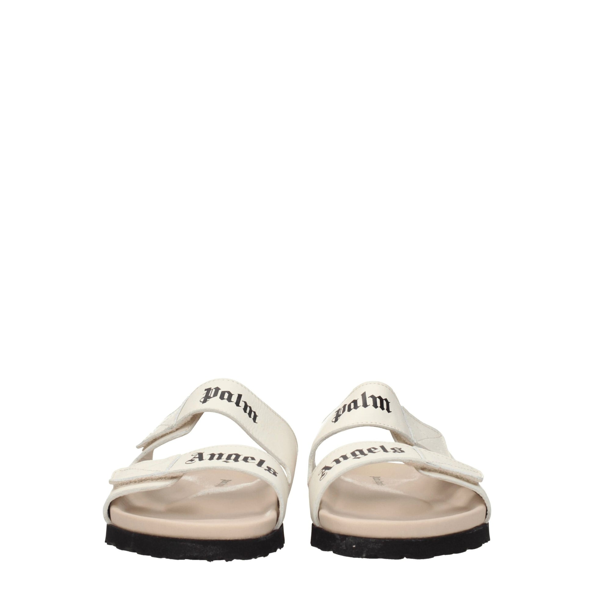 Palm Angels Beige Leather Slippers Palm Angels