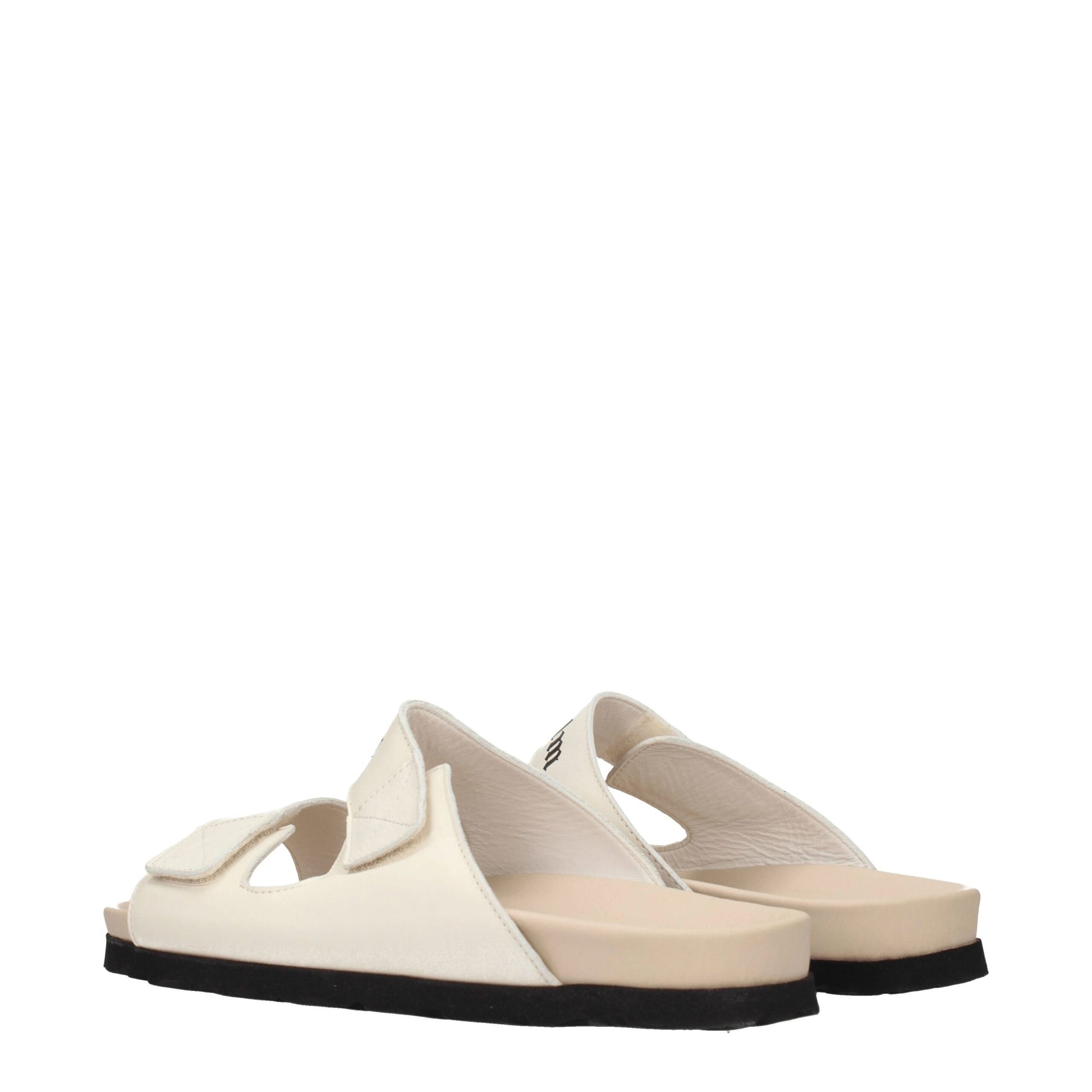Palm Angels Beige Leather Slippers Palm Angels
