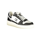Tommy Hilfiger black polyurethane men's sneaker with sleek design and white sole, casual and stylish footwear.