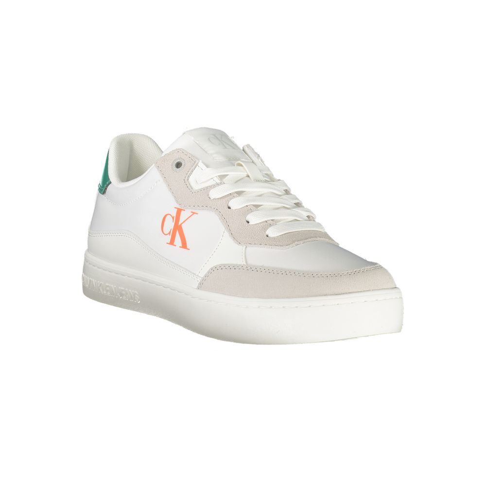 Calvin Klein Bianco polyurethane men's sneakers with white design and sleek silhouette, casual footwear for everyday wear.