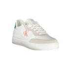 Calvin Klein Bianco polyurethane men's sneakers with white design and sleek silhouette, casual footwear for everyday wear.