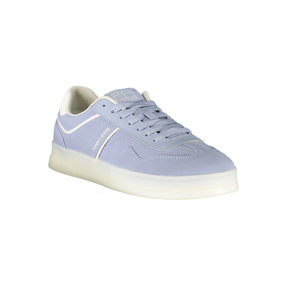 Tommy Hilfiger Azzurro women’s sneaker with blue polyurethane upper and white sole, casual athletic footwear.