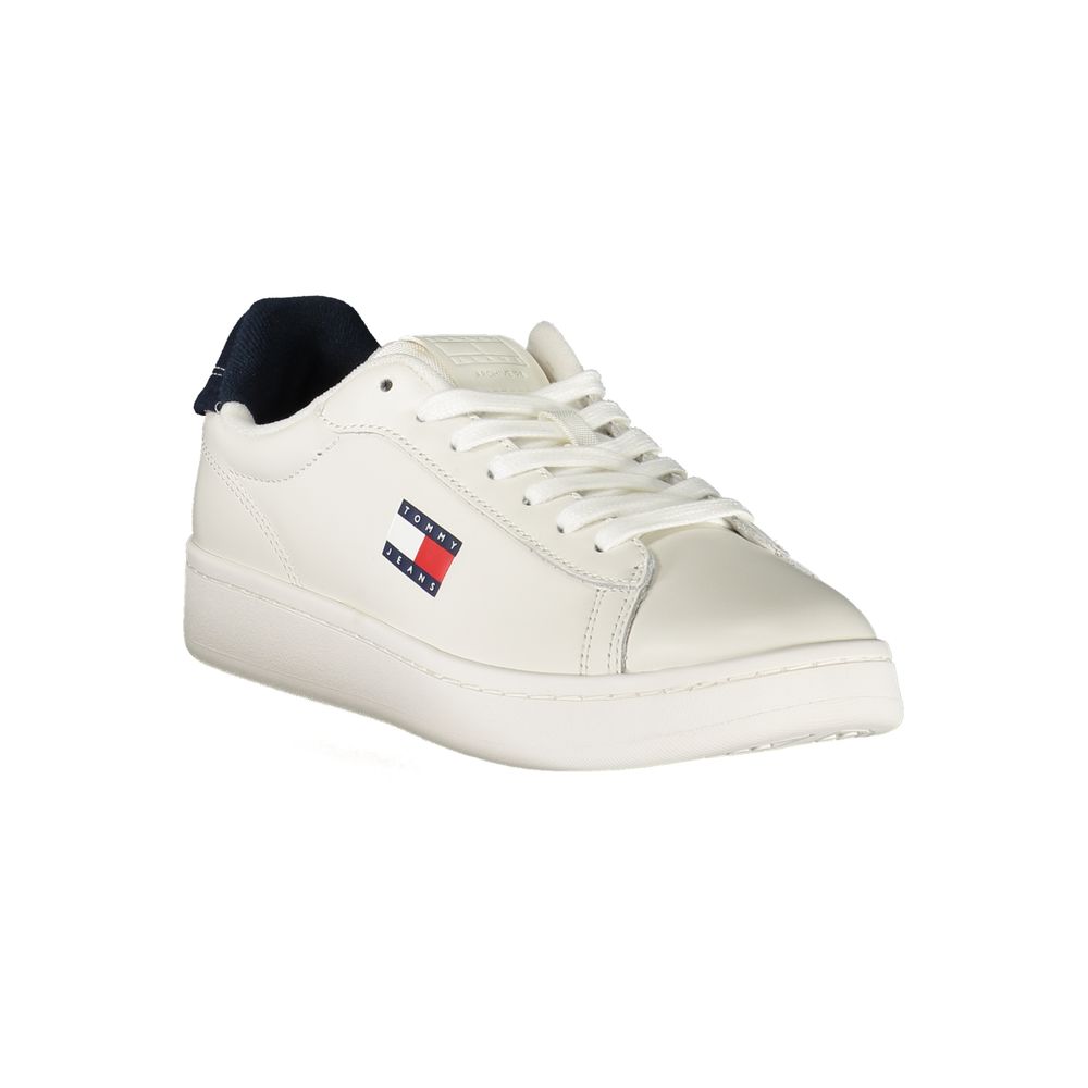 Tommy Hilfiger Bianco polyurethane women's sneaker featuring a sleek design and white color, casual footwear for everyday wear.