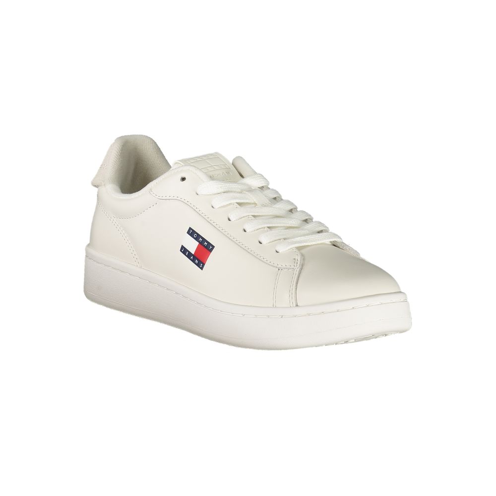 Tommy Hilfiger Bianco women's polyurethane sneaker with white design and casual athletic style.