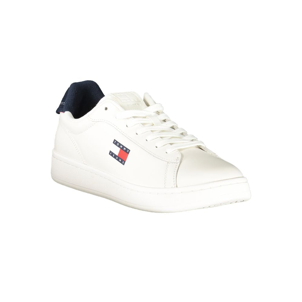 Tommy Hilfiger Bianco men's polyurethane sneaker with white design and casual style, featuring brand logo details.
