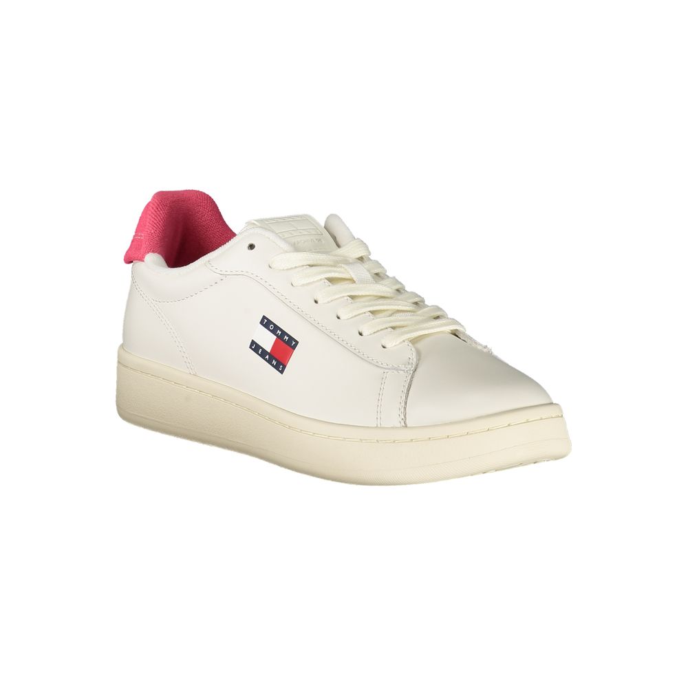Tommy Hilfiger Bianco women's polyurethane sneakers with white design and sporty style, perfect for casual wear.
