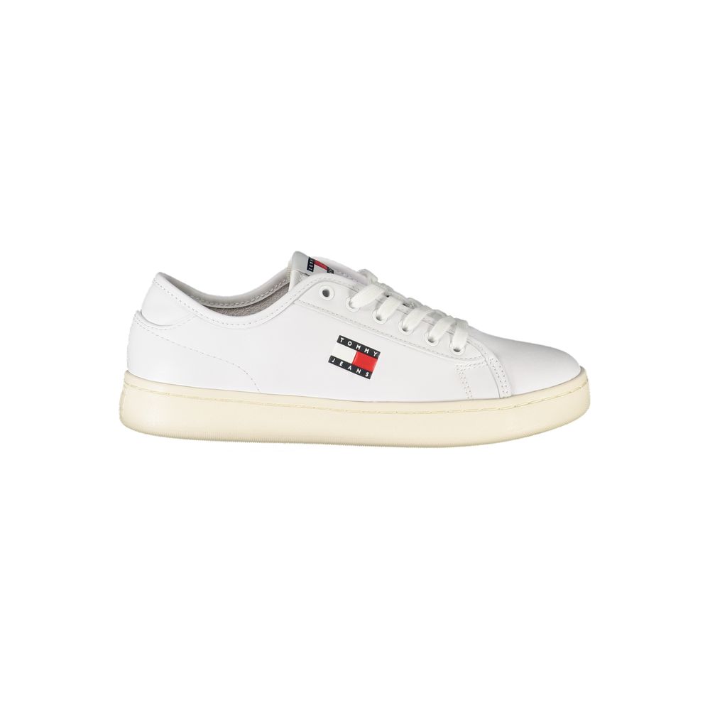 Tommy Hilfiger Bianco women's polyurethane sneakers with white upper and casual sporty design.