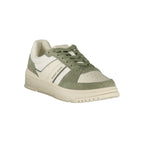 White polyester men's sneaker by Tommy Hilfiger with a sleek design and brand logo on the side.
