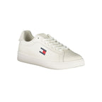 Tommy Hilfiger Bianco men's polyurethane sneaker with white design and laces, casual athletic footwear for everyday wear.