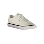 Tommy Hilfiger Bianco polyester men's sneaker with white design and casual style, featuring brand logo and comfortable sole.