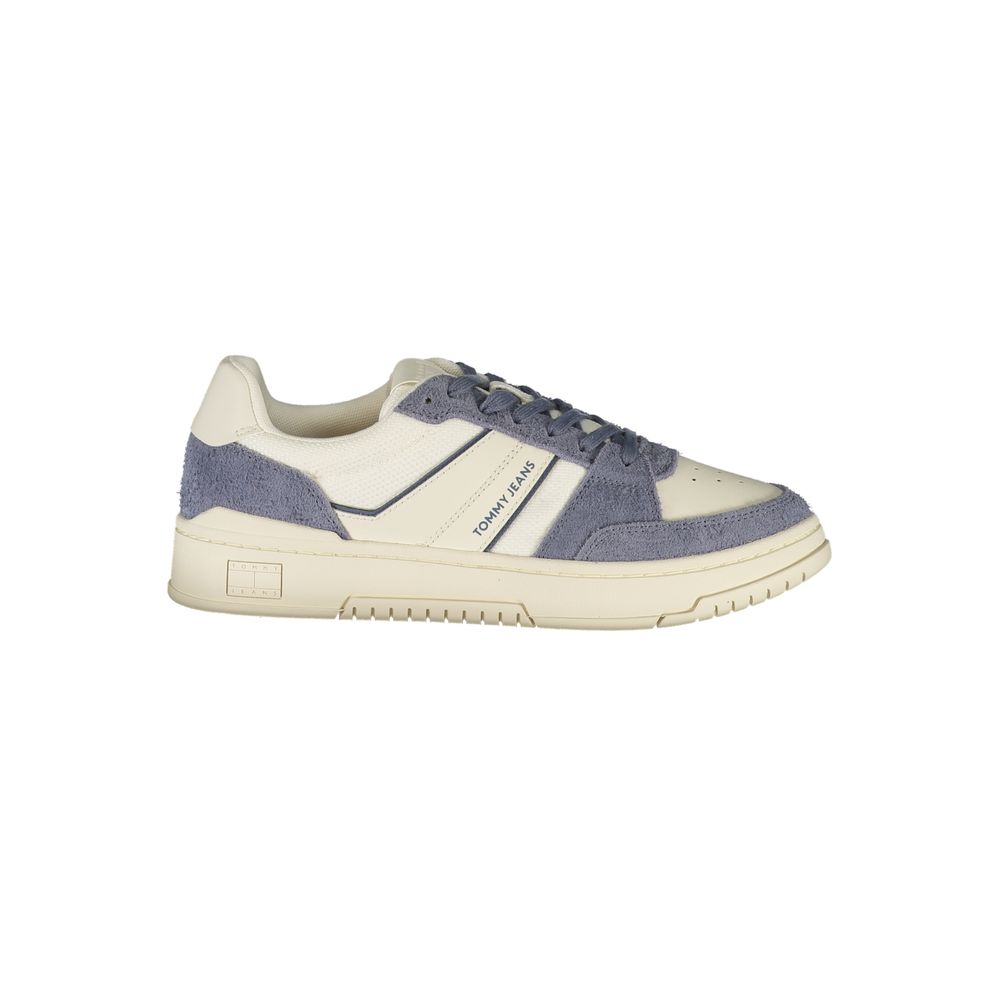 White leather men's sneaker by Tommy Hilfiger with a sleek design and subtle brand logo on the side.