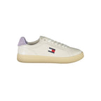 Tommy Hilfiger white polyurethane women’s sneaker with a sleek design and rubber sole, stylish and comfortable footwear.