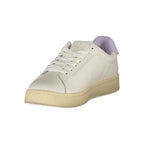 White Tommy Hilfiger women's sneaker with polyurethane material and casual design, featuring a lace-up front and brand logo accents.