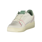 Tommy Hilfiger Bianco Donna sneaker with white polyurethane material, stylish casual footwear, front view showing laces and branding.