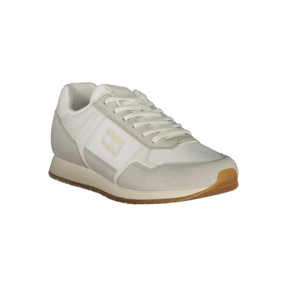 Tommy Hilfiger Bianco polyurethane men's sneaker featuring a sleek white design and casual athletic style