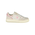 White Tommy Hilfiger women’s sneakers made of polyurethane with a sleek, modern design and casual style.