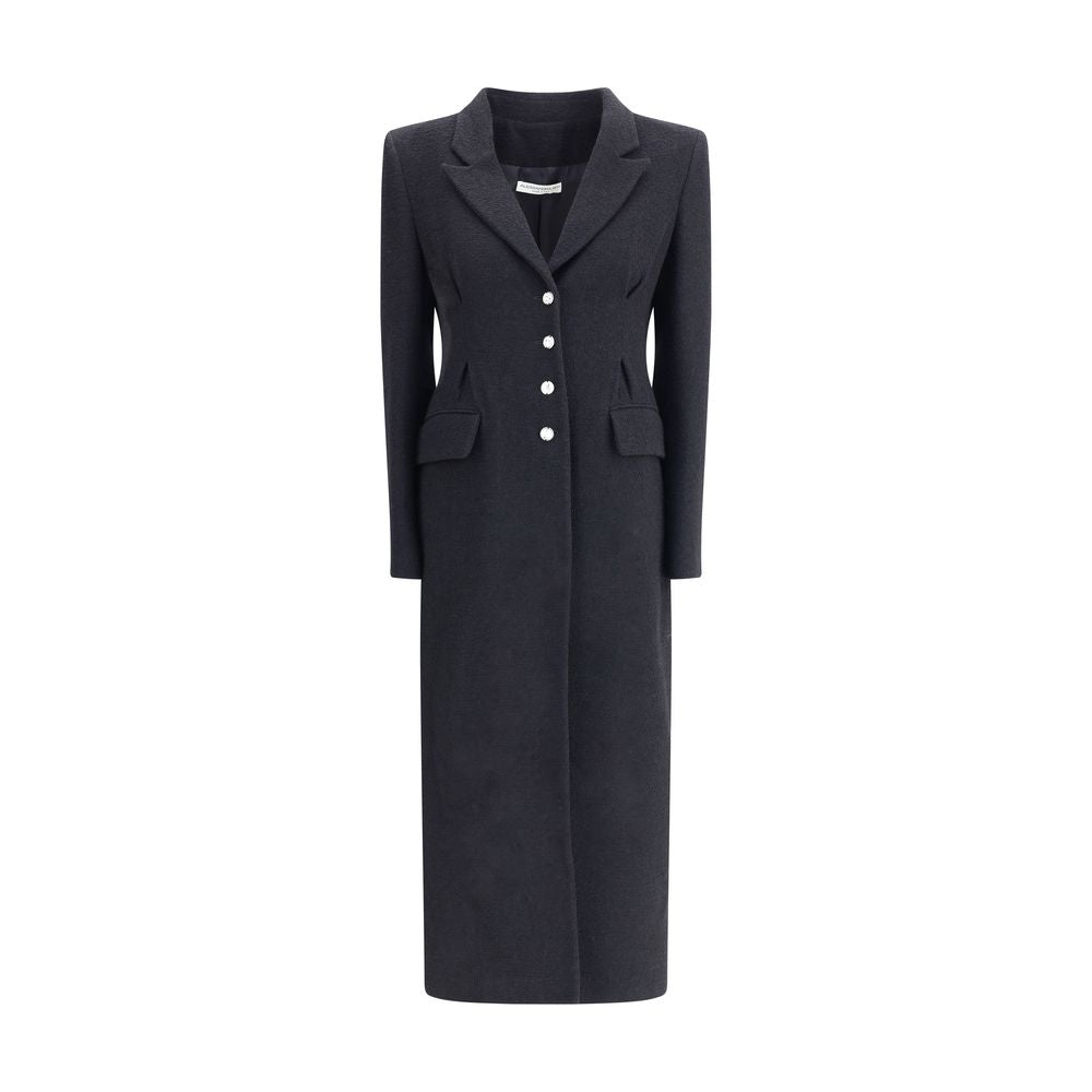 Alessandra Rich Black Fleece Wool Coat Alessandra Rich