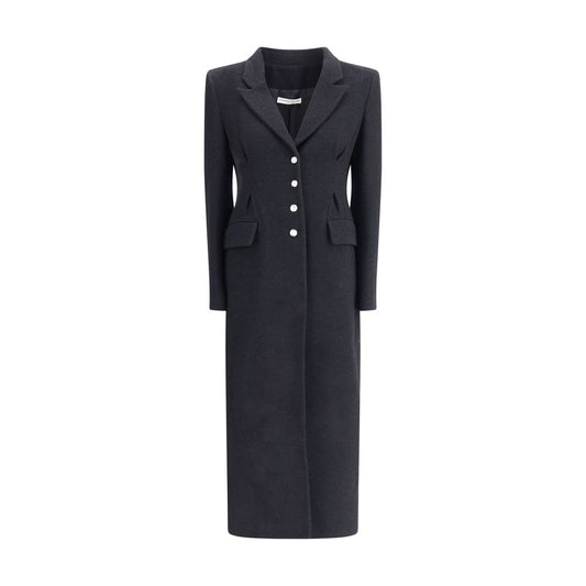 Alessandra Rich Black Fleece Wool Coat Alessandra Rich