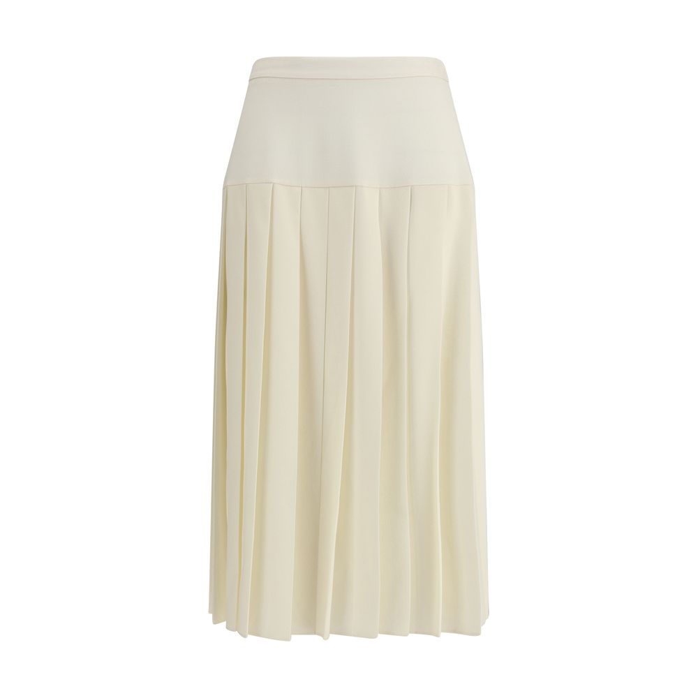 Alessandra Rich White Fleece Wool Midi Skirt Alessandra Rich