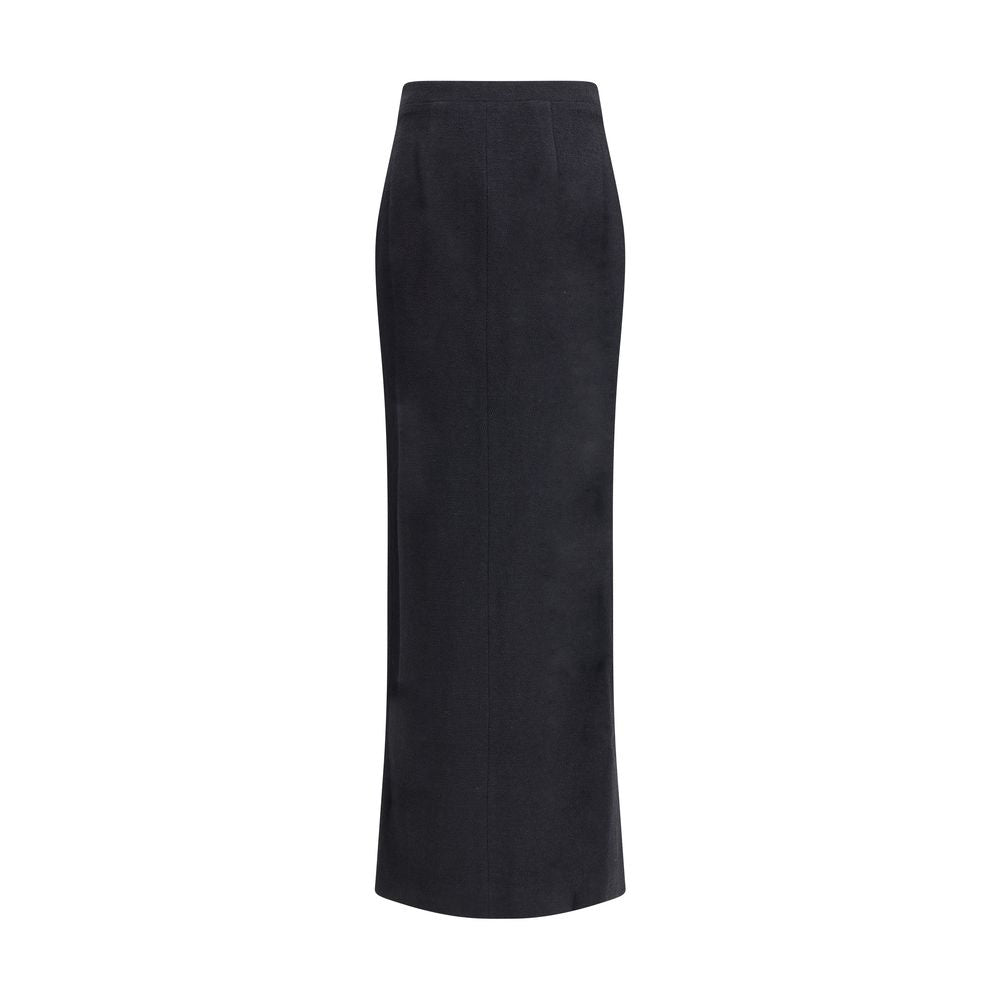 Alessandra Rich Black Fleece Wool Long Skirt Alessandra Rich