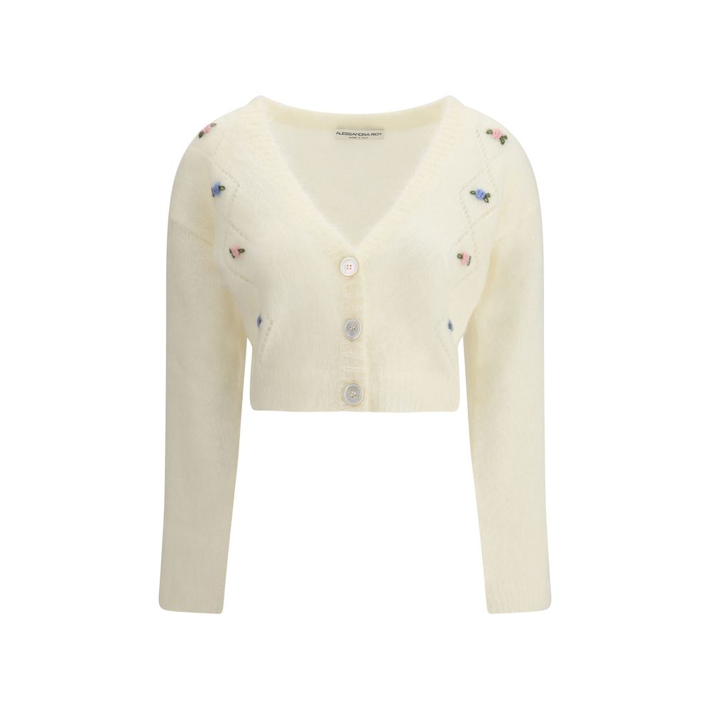 Alessandra Rich Mohair Cardigan with embroidery