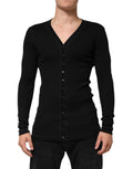 Dolce & Gabbana Black Cotton Button Up Men Cardigan Sweater - Eljoys Fashion 