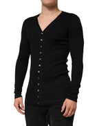 Dolce & Gabbana Black Cotton Button Up Men Cardigan Sweater - Eljoys Fashion 