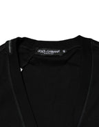 Dolce & Gabbana Black Cotton Button Up Men Cardigan Sweater - Eljoys Fashion 