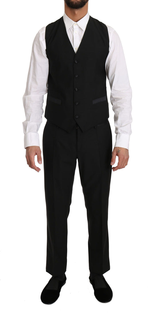 Dolce & Gabbana Black Wool Dress Waistcoat Gillet Vest Dolce & Gabbana