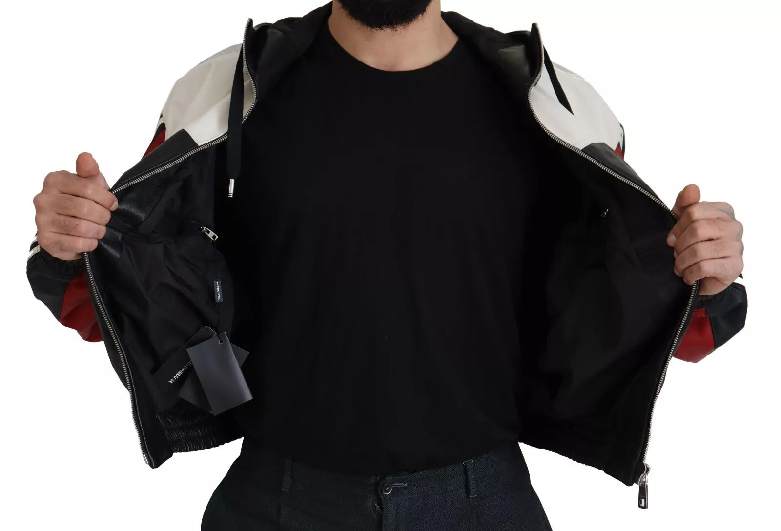 Dolce & Gabbana Black Leather Hooded Blouson Jacket Dolce & Gabbana